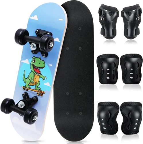 Miniatura 25 de Honoson Juego de 7 piezas de rodilleras, coderas y muñequeras para patinetas para principiantes y niños pequeños