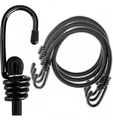 Lanlord Cuerdas elásticas de látex negro resistentes para exteriores de 20 pulgadas con correas elásticas de gancho, 4 unidades de 20 pulgadas