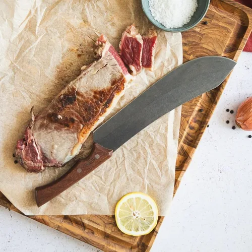 Miniatura 4 de Faca para Carne Churrasco Negro con Lâmina de Aço Inox Escurecido e Cabo de Madeira 10", 22844110