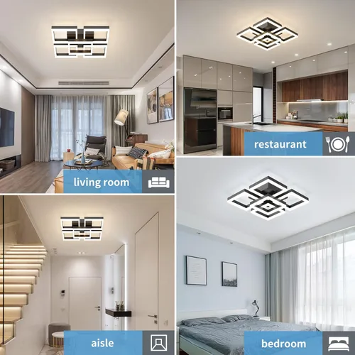 Miniatura 9 de GEADI Lámpara de techo moderna regulable, lámpara de techo LED blanca de 35.4 pulgadas con control remoto, accesorio de iluminación rectangular