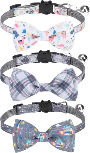 Miniatura 13 de Collares Navideños Separables para Gatos con Campana y Bonitos Colgantes - Paquete de 3 Collares de Seguridad Ajustables para Gatitos - Collar