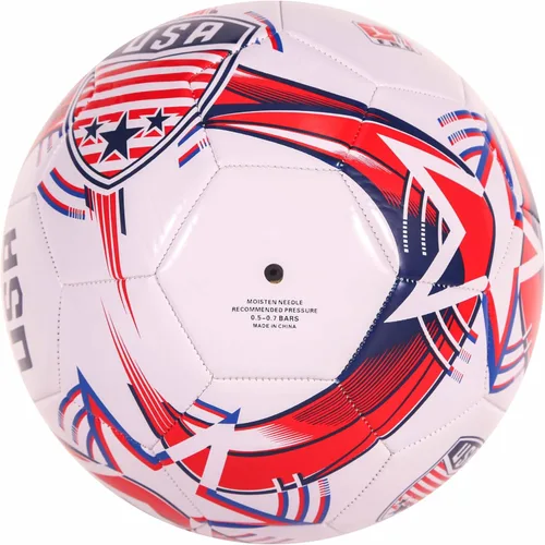 Miniatura 4 de CLASICO Balón de fútbol de Estados Unidos, tamaño 5, con base blanca limpia y colores rojo y azul, incluye bomba y aguja, para edades de 14 años