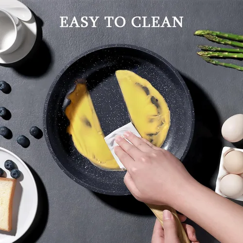 Miniatura 7 de GiPP Sartén antiadherente de cerámica - sartén de 10 pulgadas saludable, antiadherente, no tóxica, compatible con inducción, sartén de tortilla, Gris
