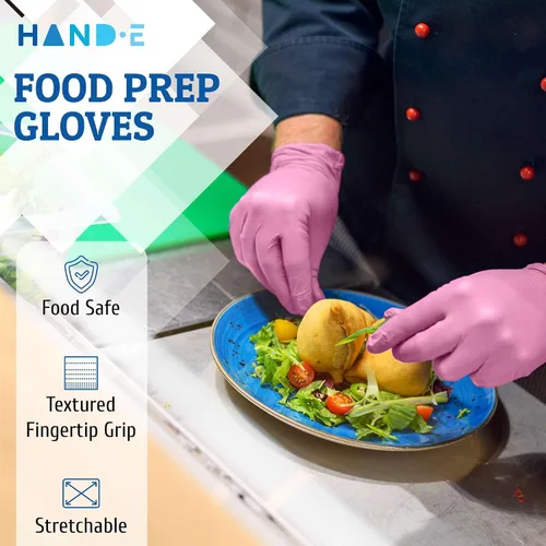 Miniatura 2 de Hand-E Touch - Guantes desechables de nitrilo rosa, para esteticista, técnico de uñas, tinte y estilista de cabello, guantes de limpieza