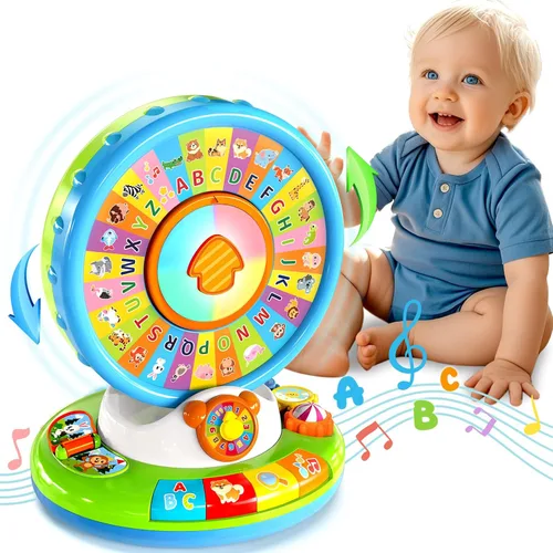 Duchong - Juguete educativo para niños de 1, 2, 3 años, niños y niñas, zoológico de alfabeto que gira y canta con sonidos, juguetes educativos