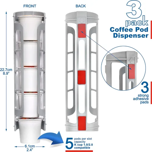 Miniatura 3 de STORAGENIE Soporte para cápsulas de café de montaje lateral, dispensador de cápsulas K Cup compatible con cafeteras Keurig, perfecto para Gris claro