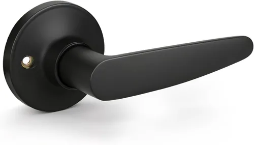 Miniatura 32 de KNOBWELL Juego de 10 manijas de puerta color negro mate, juego de manijas de puerta para privacidad para cama y baño, reversible para lado derecho