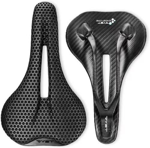 Sillín de bicicleta de fibra de carbono impreso en 3D, transpirable, impermeable, ligero, unisex, asiento acolchado para BMX, MTB y carretera negro