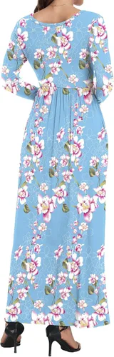Miniatura 5 de HAOMEILI - Vestido largo de manga cortalarga, holgado, liso, informal y con bolsillos para mujer