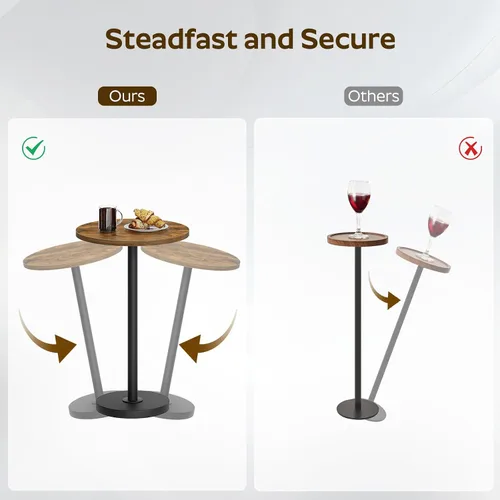 Miniatura 6 de YATINEY Mesa Auxiliar Redonda para Espacios Pequeños, Mesa de Bar Estilo Pedestal Martini en Sala de Estar, Dormitorio, Residencia, Marrón Rústico