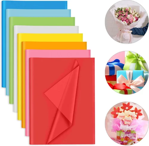 Miniatura 3 de PLULON 60 hojas de papel de seda de colores a granel 8 colores mixtos hojas de papel de seda para envolver papel de crepé papel de seda para arte