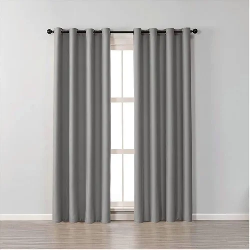 Epinki Cortinas opacas para dormitorio, algodón gris oscuro con ojales, cortinas de color sólido para sala de estar, 34 x 45 pulgadas