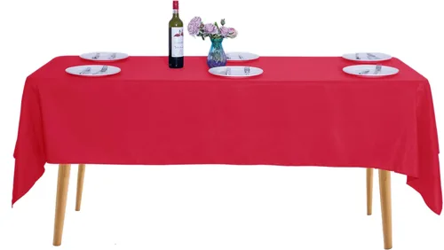 Miniatura 39 de Ascoza Paquete de 2 manteles rectangulares blancos de 60 x 84 pulgadas, tela de poliéster de 4 pies, para bodas, banquetes, restaurantes y fiestas
