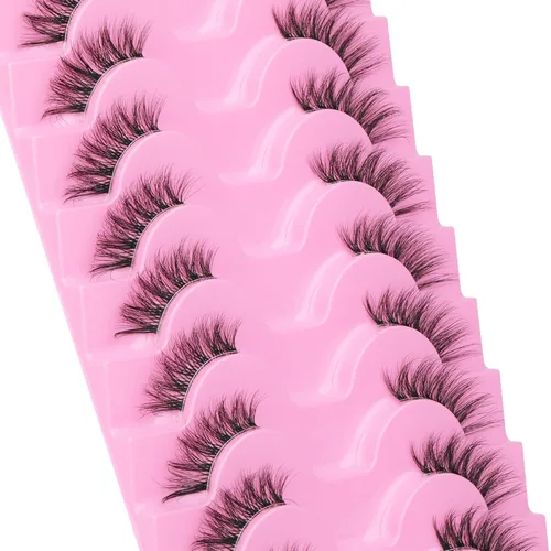 Miniatura 8 de FANXITON - Pestañas postizas de aspecto natural, pestañas de ojo de gato onduladas, banda transparente, 0.551 pulgadas, con aspecto de extensiones