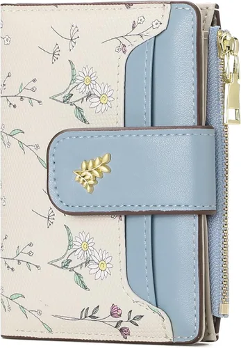 Miniatura 14 de Billeteras pequeñas para mujer, de cuero, plegable, con cremallera, con bolsillo con cremallera, lindo soporte para tarjetas de crédito, monedero