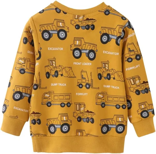 Miniatura 2 de Sudaderas divertidas con cuello redondo y estampado espacial de excavadora para niños, para otoño e invierno, de algodón