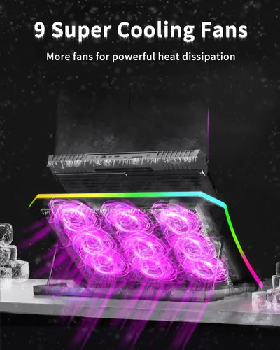 Miniatura 2 de KeiBn Almohadilla de Enfriamiento para Laptop, Almohadilla de Enfriamiento con Ventilador para Laptop Gaming con 9 Ventiladores Silenciosos