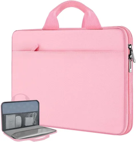 Miniatura 12 de Hseok Funda para laptop de 13.3 a 14 pulgadas, portafolios de 180 grados resistente al agua y a los golpes con forro de terciopelo suave, compatible