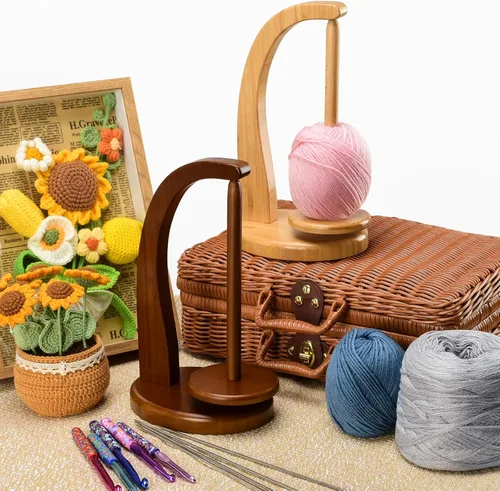 Miniatura 2 de Artowell - Soporte para hilo para tejer y hacer ganchillo, regalo de ganchillo para los amantes del tejido, hilador de hilo de madera para ganchillo