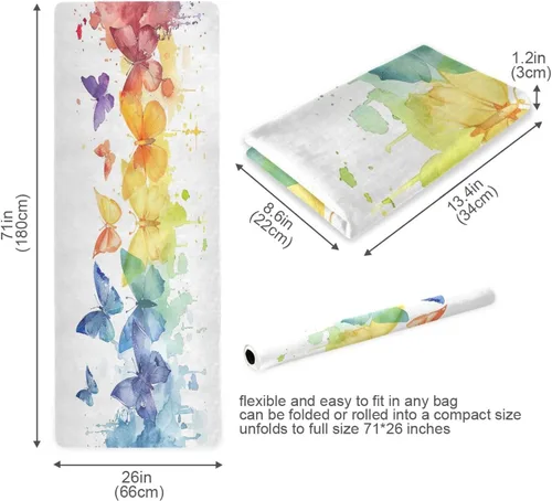 Miniatura 5 de Dragonfly Painting Yoga Mat Non-Slip Fitness Mat for Pilates, Workout & Home Gym, 71x26 Inch Yoga Mats for Enhanced Yoga Practice