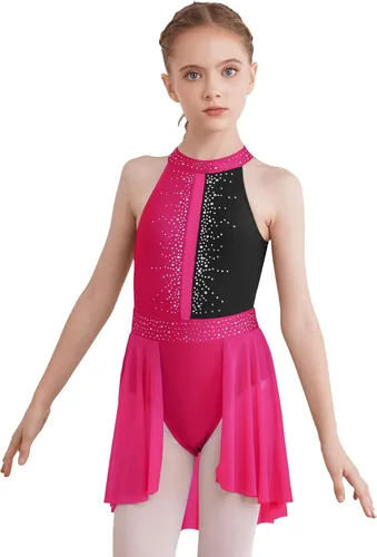 Miniatura 47 de CHICTRY Kids Girls Sparkly Rhinestone Ballet Gymnastics Leotards Modern Lyrical Dance Costume