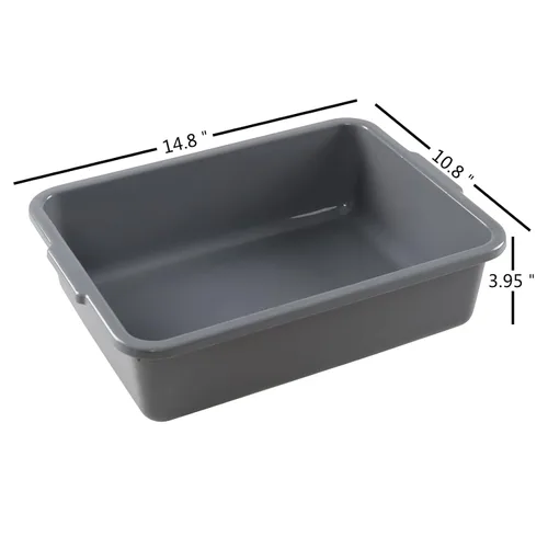 Miniatura 2 de Caja de autobús comercial de plástico de 8 L, 4 paquetes, bañera de autobús para lavabo, bolsa pequeña para uso general, gris