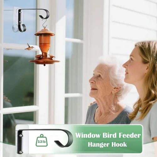 Miniatura 2 de Soporte de ventana para colgar comederos de pájaros: comedero de metal colgante para pájaros de 6 pulgadas - comedero geométrico para colibríes