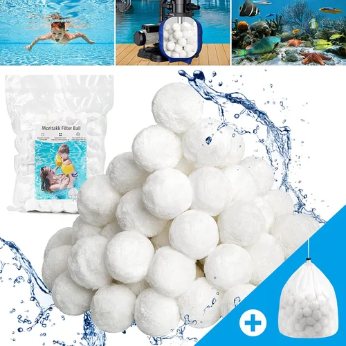 Miniatura 7 de Bola de filtro de piscina de 3.08 libras para bomba de filtro de arena para piscina sobre el suelo, bolas de filtro ecológicas reutilizables que Azul