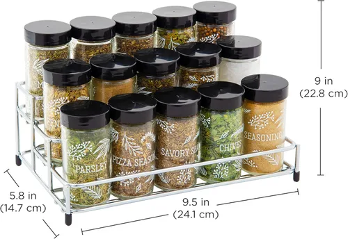 Miniatura 4 de Kamenstein Lincoln - Estante de especias para encimera de 15 tarros con especias incluidas, repuestos de especias gratis durante 5 años, cromado