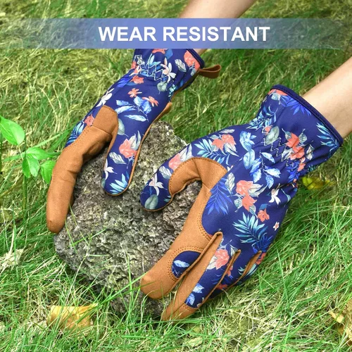 Miniatura 2 de Guantes de jardinería para mujeres, guantes de cuero para trabajo en jardín, a prueba de espinas, sin perforación, para cavar, plantar y podar