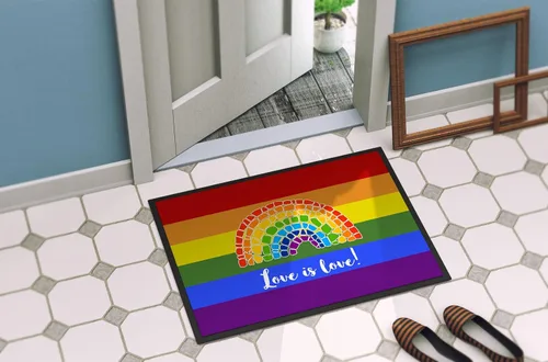 Miniatura 4 de Caroline's Treasures CK8018MAT - Felpudo de puerta delantera de 18 x 27 pulgadas, diseño de orgullo gay, diseño de mosaico y arco iris