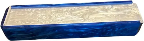 Miniatura 2 de Lucite Rumikub - Juego de azulejos, soportes y caja acrílica de almacenamiento incluidos (mármol azul/mármol blanco)