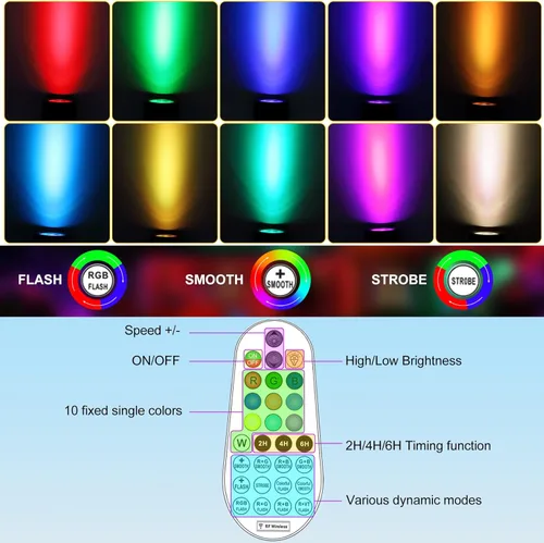 Miniatura 3 de MEIHUA Focos solares que cambian de color para exteriores, 6 en 1, iluminación solar de paisaje, focos RGB con control remoto, IP66, luces solares