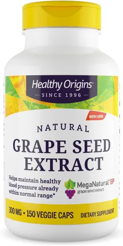 Healthy Origins Extracto de semilla de uva de 300 mg, 150 cápsulas vegetales - MegaNatural-BP, hecho de uvas de California, apoya la salud