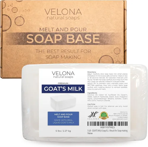 velona Base de jabón de leche de cabra de 5 libras sin SLS/SLES | Derretir y verter | Barras naturales para el mejor resultado para la fabricación
