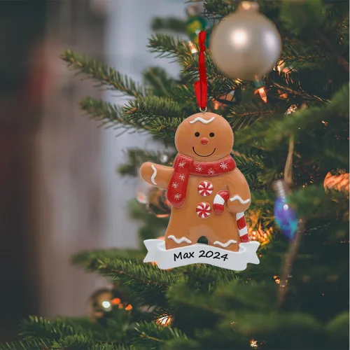Miniatura 2 de MAXORA Adorno de Navidad personalizado de niño de jengibre para hombre, panadero, adorno de Navidad, regalo de recuerdo de galletas de poliresina
