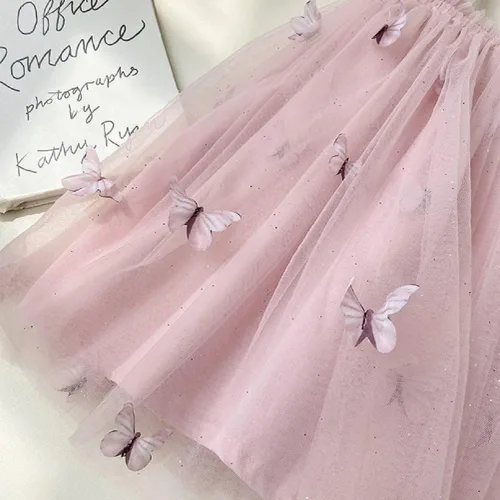 Miniatura 2 de Miipat Vestido de tul sin mangas para niñas pequeñas, vestido de tutú de mariposa floral para niñas pequeñas, vestidos de princesa para fiesta