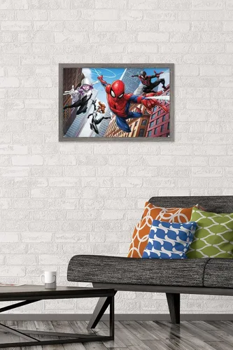 Miniatura 2 de Trends International Marvel Comics - Póster de pared de Spider-Man - Web Heroes, 14.725 x 22.375 pulgadas, versión enmarcada de madera de granero