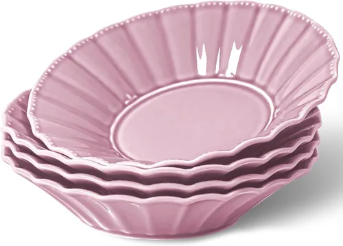 Miniatura 7 de HOMBENE - Juego de 4 cuencos de cerámica para pasta, de 25 onzas, estilo ondulado, ensaladas, sopa, pasta, fideos, cena, aptos para microondas