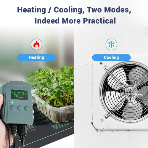 Miniatura 3 de LUXBIRD Termostato digital con termostato de calor y refrigeración de 10 A 1200 W para plántulas, reptiles y cerveza, cría, incubación, invernadero