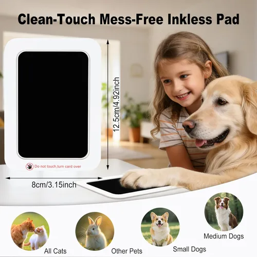 Miniatura 2 de echosari Paquete de 2 huellas de huellas sin tinta para perros y gatos, kit de huellas de manos de mascotas y bebés, recuerdo con 2 marcos