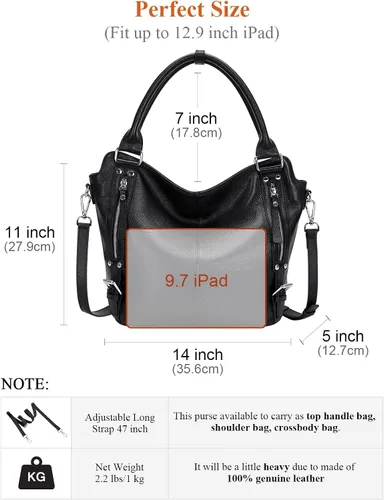 Miniatura 5 de Over Earth Bolsos de cuero genuino para mujer, bolso de hombro Hobo para mujer