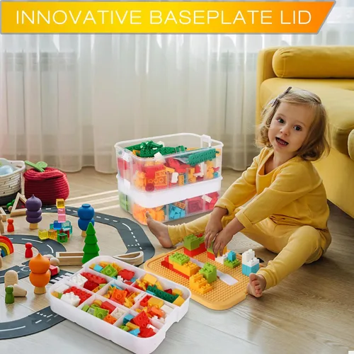 Miniatura 3 de Organizador de almacenamiento de juguetes para niños para bloques de construcción de Lego Caja contenedora transparente de bloques de construcción