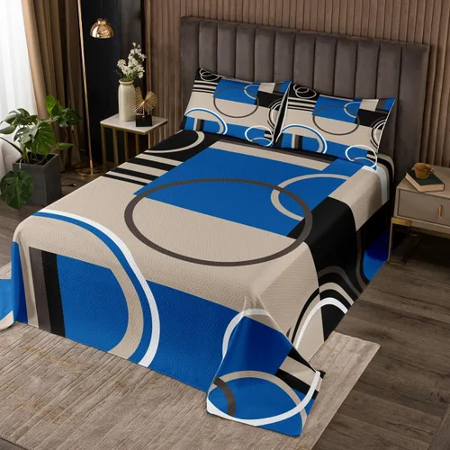 Miniatura 8 de Erosebridal Juego de edredón moderno con diseño de círculos, color gris, negro y blanco, tamaño King, juego de colcha cuadrada con diseño de Multi 08