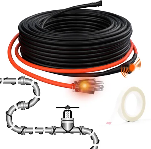 Miniatura 14 de HEATIT Cable calefactor de tubo autorregulador de 30 pies para protección contra congelación de tuberías, cable térmico para tuberías de agua, cinta