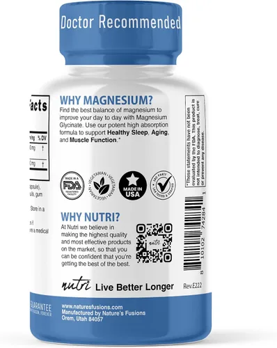 Miniatura 6 de Nature's Fusions Nutri Glicinato de magnesio puro 3680 mg - (proporciona 480 mg de magnesio elemental), quelado para alta absorción, no tamponado