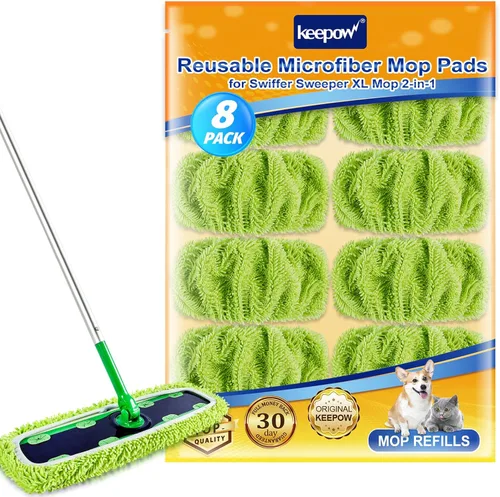 Miniatura 12 de KEEPOW Almohadillas XL reutilizables para trapeador compatibles con Swiffer XL Sweeper, paños de trapear secos extra grandes, paños de trapear