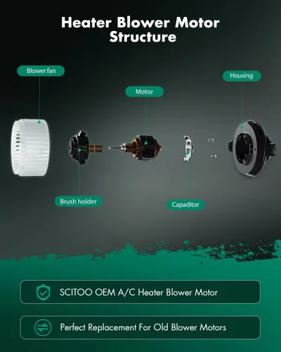 Miniatura 4 de SCITOO Motor soplador de calentador HVAC con jaula de ventilador frontal 700010 para Dodge para Ram 1500, para Dodge para Ram 2500, para Dodge