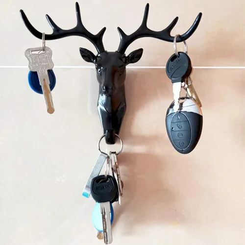 Miniatura 6 de 2 ganchos de cabeza de ciervo autoadhesivos, ganchos decorativos de pared de animales para el hogar u oficina