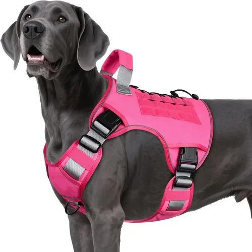 Miniatura 29 de WINGOIN - Arnés táctico púrpura para perros medianos, arnés resistente sin tirones con asa, chaleco militar K9 reflectante ajustable para mascotas